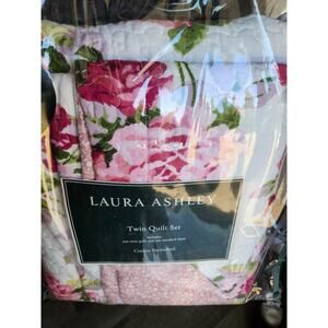 Retired Laura Ashley Shabby Cottagecore Farmhouse Floral Twin Quilt Set NEW
